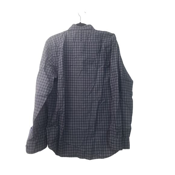 Banana Republic Slim Fit Gray/Blue Plaid Button Collar Shirt Mens sz L - Picture 2 of 6